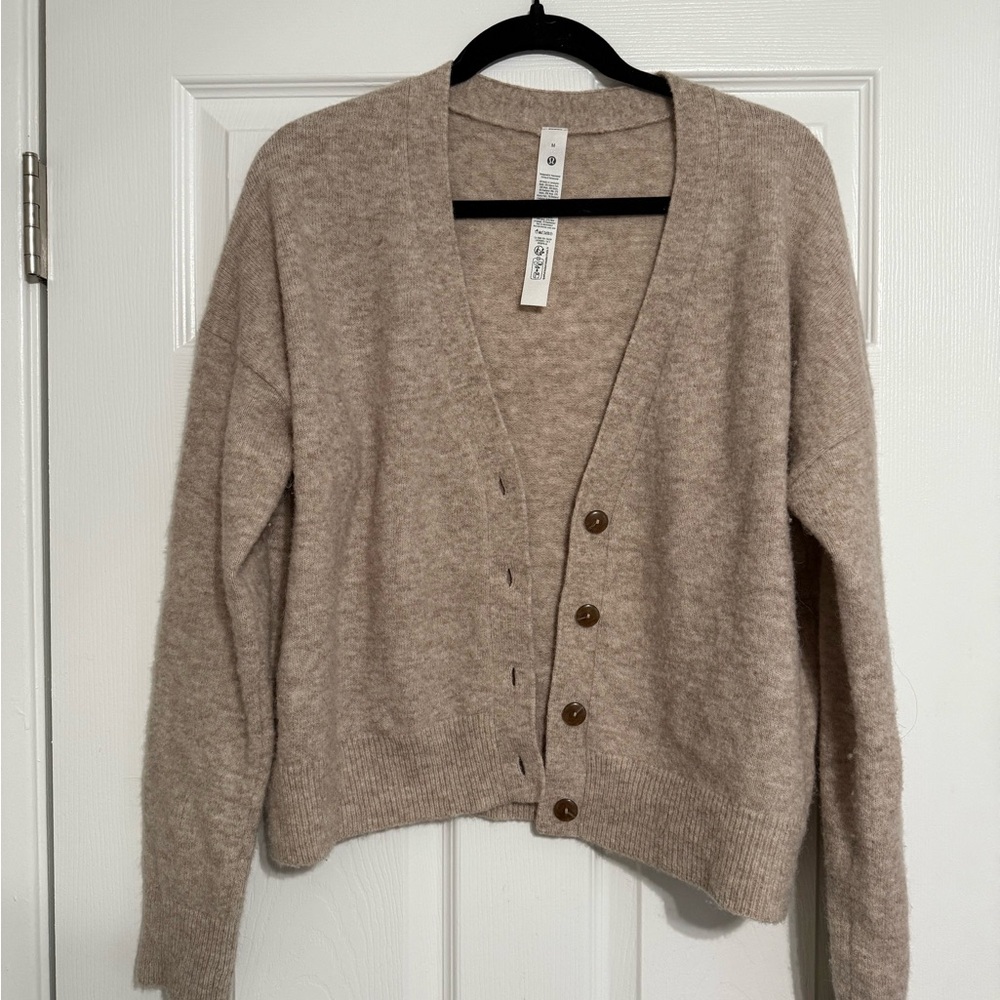 Lululemon Athletica Tan Cardigan Sweater V-Neck Cropped
